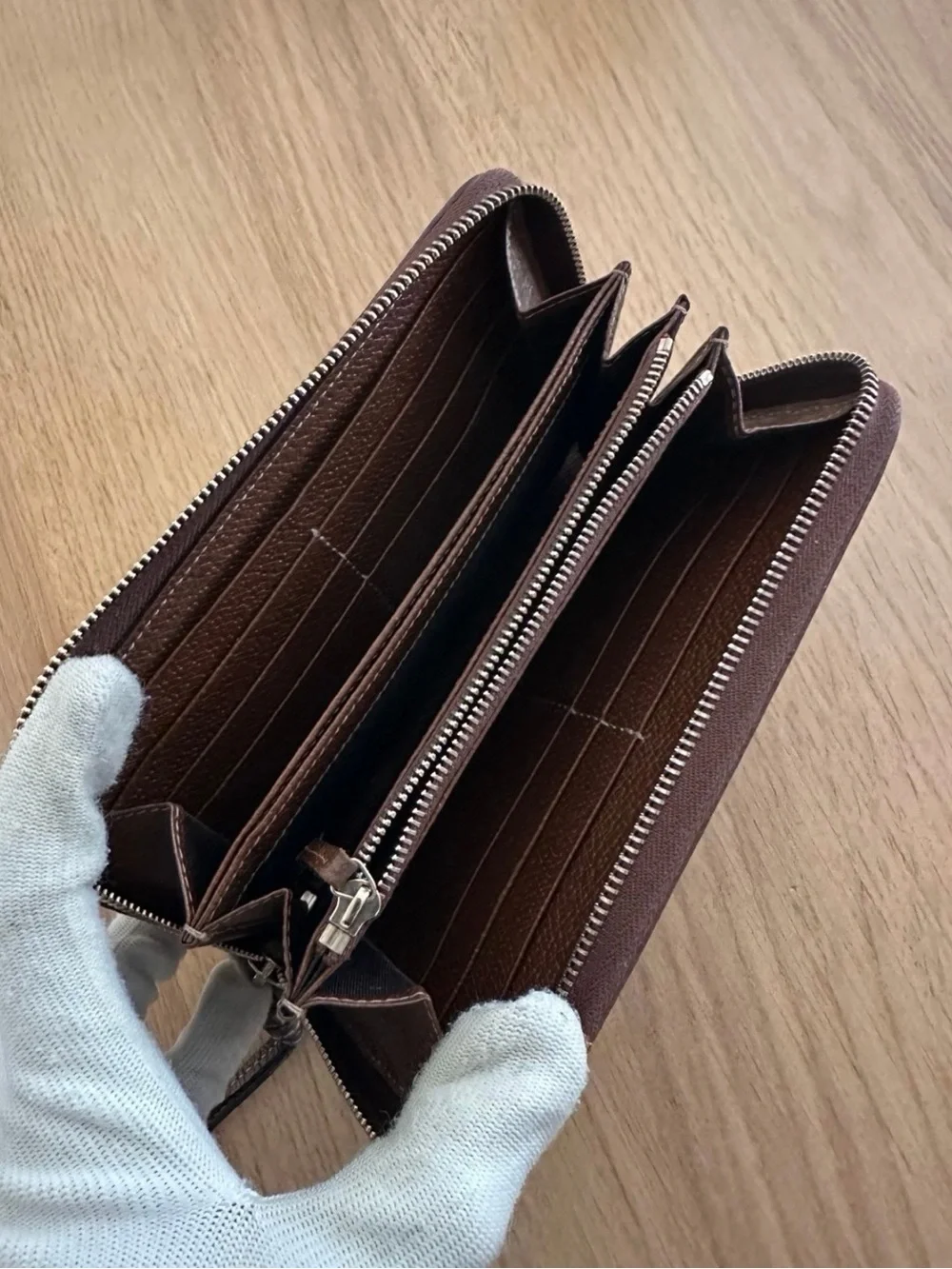 Gucci Brown GG Supreme Zip-Around Wallet